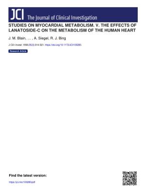 Studies on Myocardial Metabolism. V. the Effects of Lanatoside-C on the Metabolism of the Human Heart