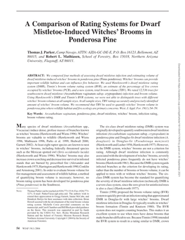 A Comparison of Rating Systems for Dwarf Mistletoe-Induced Witches' Brooms in Ponderosa Pine