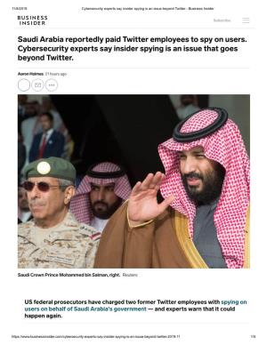 Saudi Arabia Reportedly Paid Twitter Employees to Spy on Users