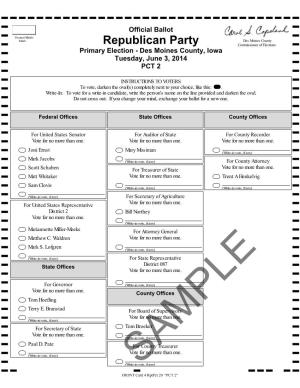 Republican Party Commissioner of Elections Primary Election - Des Moines County, Iowa Tuesday, June 3, 2014 PCT 2