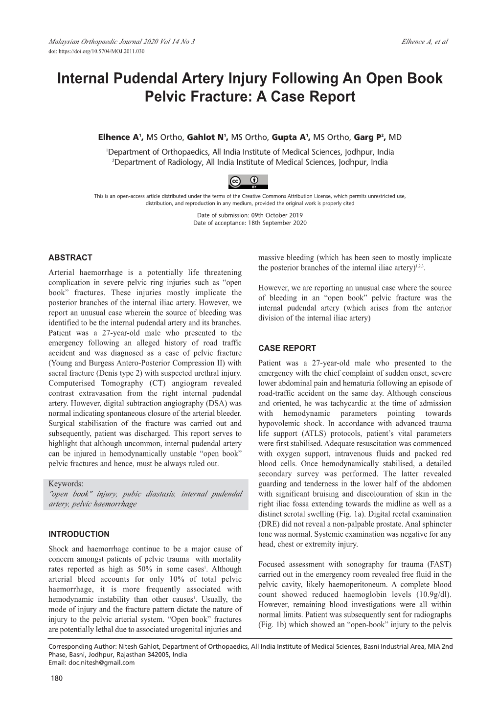 Internal Pudendal Artery Injury Following an Open Book Pelvic Fracture: a Case Report