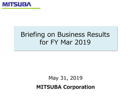MITSUBA Corporation Overview of Business Activities