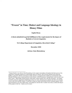 “Frozen” in Time: Dialect and Language Ideology in Disney Films