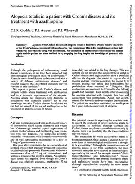 Alopecia Totalis in a Patient with Crohn's Disease and Its Treatment with Azathioprine C.J.R