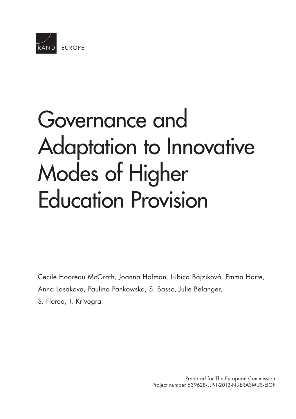 Governance and Adaptation to Innovative Modes of Higher Education Provision