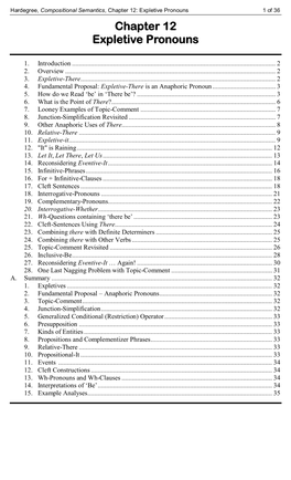 Chapter 12 Expletive Pronouns