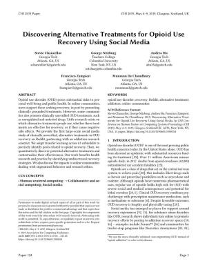 Discovering Alternative Treatments for Opioid Use Recovery Using Social Media