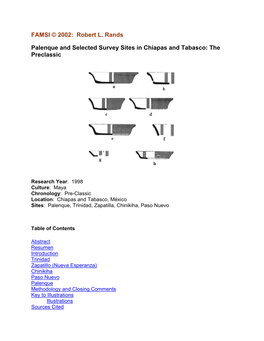Palenque and Selected Survey Sites in Chiapas and Tabasco: the Preclassic