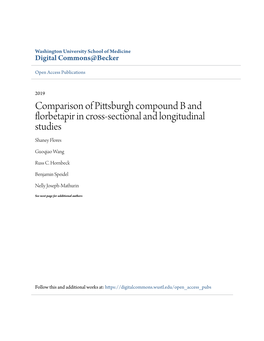 Comparison of Pittsburgh Compound B and Florbetapir in Cross-Sectional and Longitudinal Studies Shaney Flores