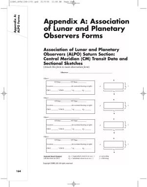 Appendix A: Association of Lunar and Planetary Observers Forms
