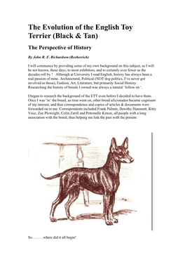 The Evolution of the English Toy Terrier (Black & Tan)