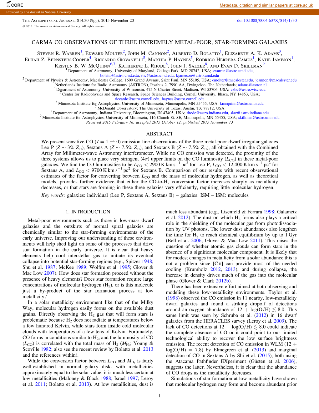 CARMA CO OBSERVATIONS of THREE EXTREMELY METAL-POOR, STAR-FORMING GALAXIES Steven R