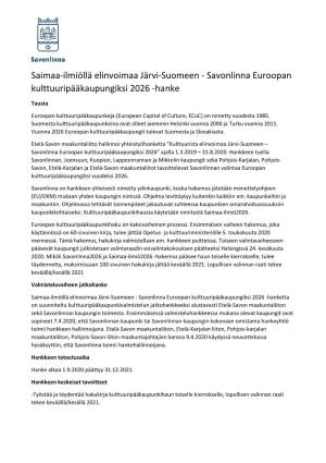 Savonlinna Euroopan Kulttuuripääkaupungiksi 2026 -Hanke