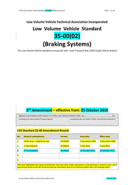Low Volume Vehicle Standard 35-00(00) (Braking Systems)