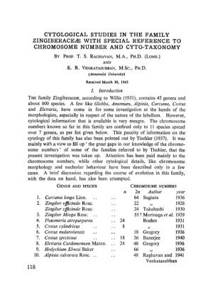 With Special Reference to Chromosome Number and Cyto-Taxonomy by Prof