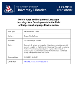 Mobile Apps and Indigenous Language Learning: New Developments in the Field of Indigenous Language Revitalization