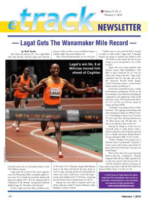 — Lagat Gets the Wanamaker Mile Record —