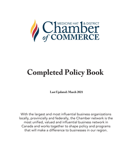 Medicine Hat & District Chamber of Commerce Policy Book
