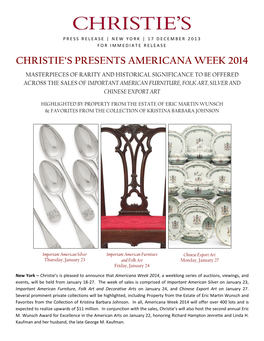 Christie's Presents Americana Week 2014