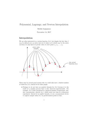 Polynomial, Lagrange, and Newton Interpolation