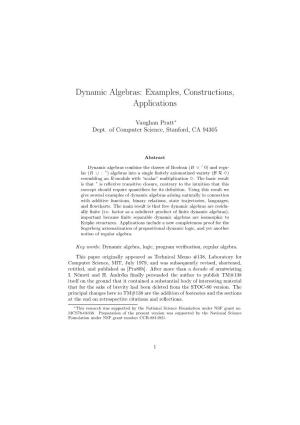 Dynamic Algebras: Examples, Constructions, Applications