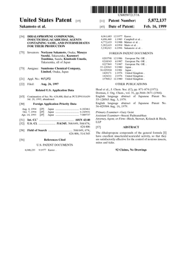 United States Patent [19] [11] Patent Number: 5,872,137 Sakamoto Et Al