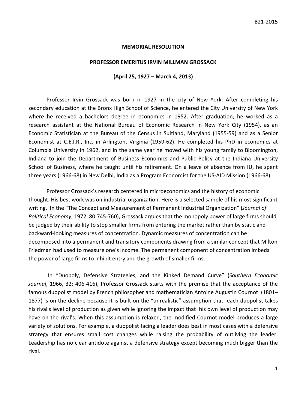 B21-2015 Memorial Resolution