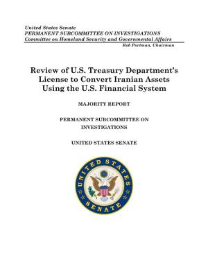 Review of U.S. Treasury Department's License to Convert Iranian Assets