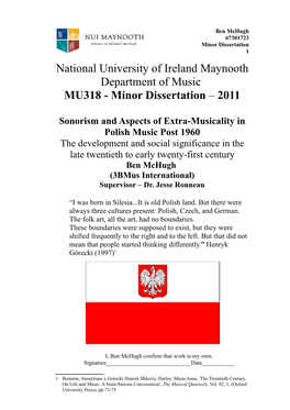 National University of Ireland Maynooth Department of Music MU318 - Minor Dissertation – 2011