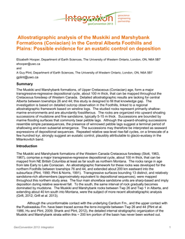 Allostratigraphic Analysis of the Muskiki and Marshybank Formations