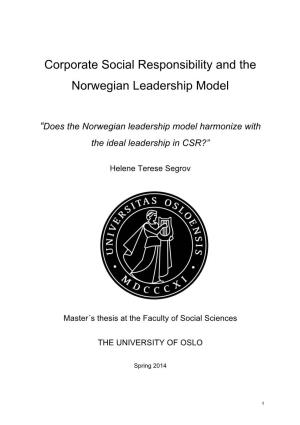 Corporate Social Responsibility and the Norwegian Leadership Model