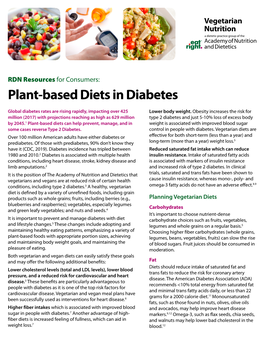 Plant-Based Diets in Diabetes