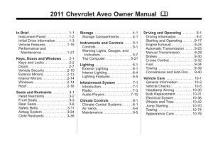 Chevrolet Aveo Owner Manual - 2011 Black Plate (1,1)