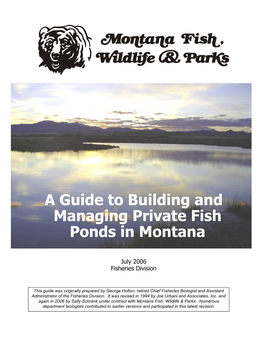 A Guide to Building and Managing Private Fish Ponds in Montana