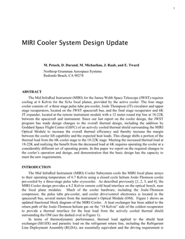 MIRI Cooler System Design Update