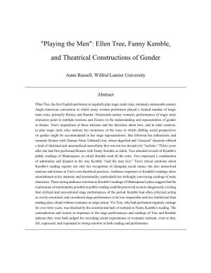 Ellen Tree, Fanny Kemble, and Theatrical Constructions of Gender