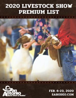 2020 Livestock Show Premium List