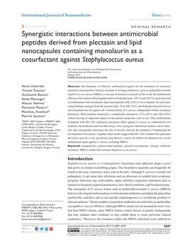 Synergistic Interactions Between Antimicrobial Peptides Derived From