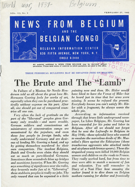 News from Belgium and the Belgian Congo