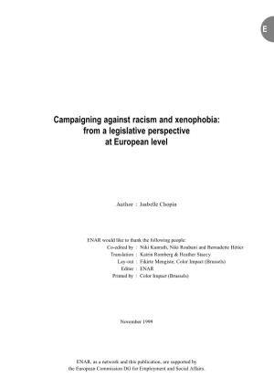 Campaigning Against Racism and Xenophobia: from a Legislative Perspective at European Level