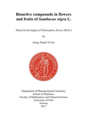 Bioactive Compounds in Flowers and Fruits of Sambucus Nigra L
