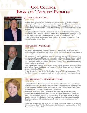 Coe College Board of Trustees Profiles