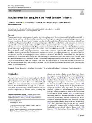 Population Trends of Penguins in the French Southern Territories