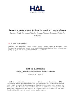 Low-Temperature Specific Heat in Caesium Borate Glasses Cristina Crupi, Giovanna D’Angelo, Gaspare Tripodo, Giuseppe Carini, A