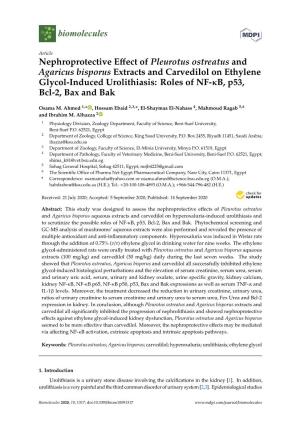 Nephroprotective Effect of Pleurotus Ostreatus and Agaricus Bisporus