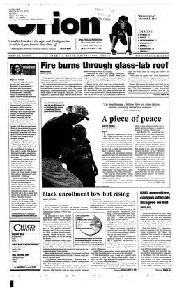 Fire Burns .Through Glass-Lab Roof a Piece of .Peace