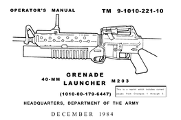 Tm 9-1010-221-10 Grenade Launcher December 1984