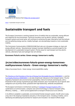 Sustainable Transport and Fuels