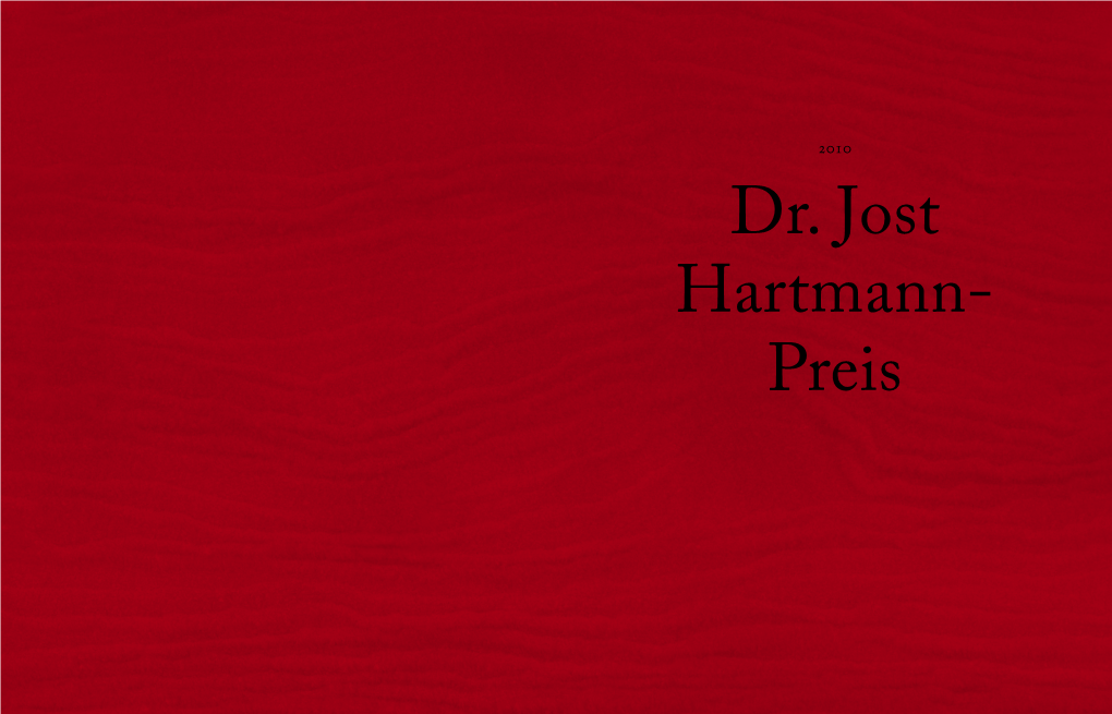 Dr. Jost Hartmann-Preis 2010 Dr