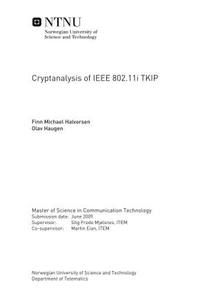 Cryptanalysis of IEEE 802.11I TKIP